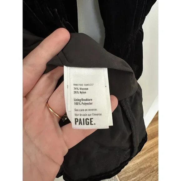 Paige Ysabel Mini Dress Velvet Black Wrap Dress Long Sleeve Size Large - Picture 5 of 10
